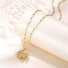 Casual Elephant Stainless Steel Plating Inlay Opal Zircon 18k Gold Plated Pendant Necklace