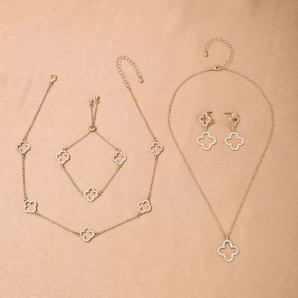 Casual Flower Alloy Gold Plated Women'S Jewelry Set