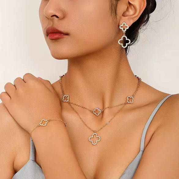 Casual Flower Alloy Gold Plated Women'S Jewelry Set
