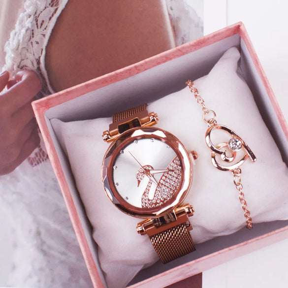 Casual Geometric Magnetic Buckle Quartz Women'S Watches