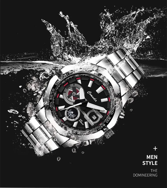 Casual Geometric Single Folding Buckle Quartz Men'S Watches