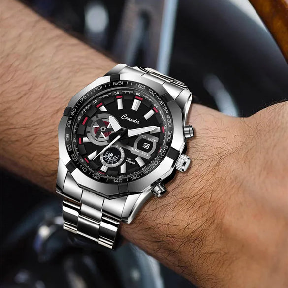 Casual Geometric Single Folding Buckle Quartz Men'S Watches