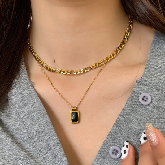 Casual Geometric Stainless Steel Plating Zircon Pendant Necklace 1 Piece