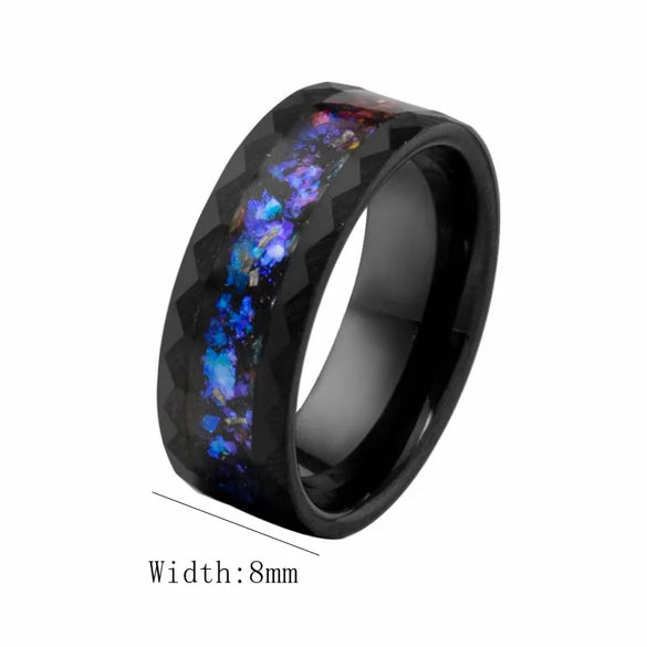 Casual Handmade Color Block Titanium Steel Black Plated Unisex Rings