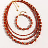 Casual Hawaiian Queen Round Natural Redstone Brass Beaded 24K Gold Plated Women'S Bracelets Necklace