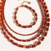 Casual Hawaiian Queen Round Natural Redstone Brass Beaded 24K Gold Plated Women'S Bracelets Necklace