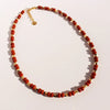 Casual Hawaiian Queen Round Natural Redstone Brass Beaded 24K Gold Plated Women'S Bracelets Necklace