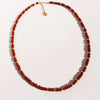 Casual Hawaiian Queen Round Natural Redstone Brass Beaded 24K Gold Plated Women'S Bracelets Necklace