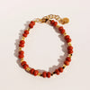 Casual Hawaiian Queen Round Natural Redstone Brass Beaded 24K Gold Plated Women'S Bracelets Necklace