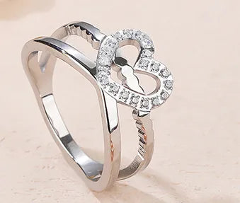 Casual Heart Shape Titanium Steel Artificial Gemstones Rings In Bulk