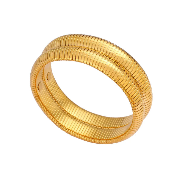Casual Hip-Hop Oversized Circle Solid Color 304 Stainless Steel 18K Gold Plated Bangle In Bulk