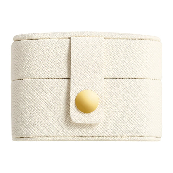 Casual Mini Ring Box Travel Portable Earring Jewelry Box Leather Solid Color Storage Box