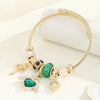 Casual Modern Style Classic Style Bear Owl Key Gold Plated Rhinestones Glass 304 Stainless Steel Alloy Wholesale Bangle