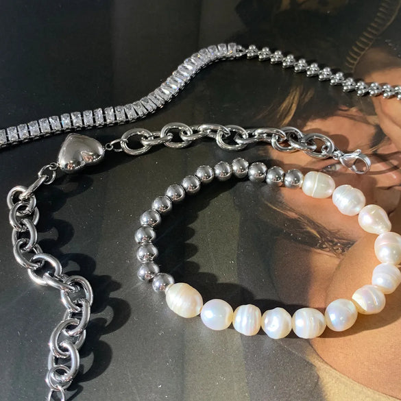 Casual Modern Style Geometric Heart Shape 304 Stainless Steel 16K Gold Plated White Gold Plated Gold Plated Zircon Bracelets In Bulk