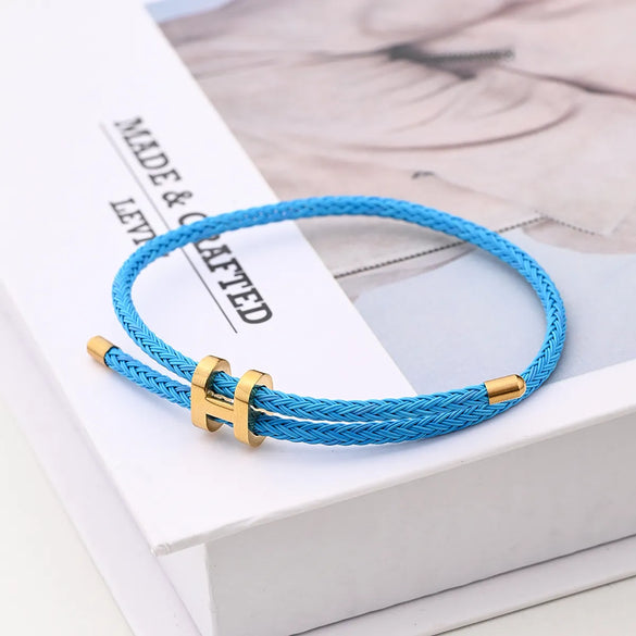 Casual Modern Style Simple Style Letter Colorful Solid Color 18K Gold Plated Stainless Steel Wholesale Wristband