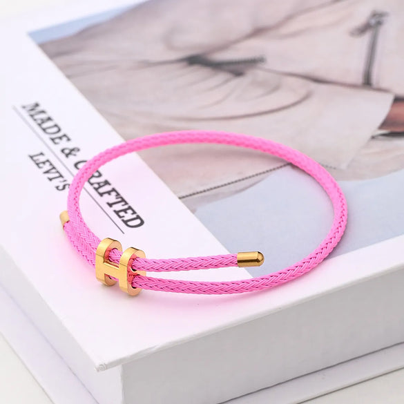 Casual Modern Style Simple Style Letter Colorful Solid Color 18K Gold Plated Stainless Steel Wholesale Wristband