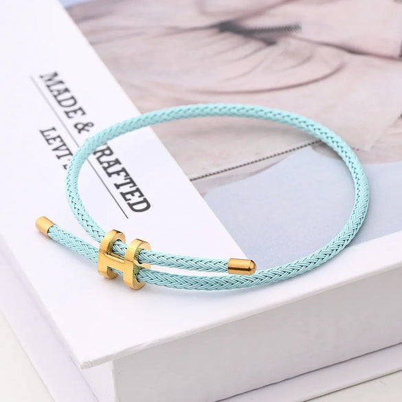 Casual Modern Style Simple Style Letter Colorful Solid Color 18K Gold Plated Stainless Steel Wholesale Wristband