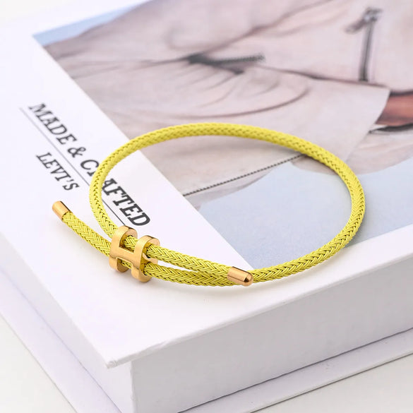 Casual Modern Style Simple Style Letter Colorful Solid Color 18K Gold Plated Stainless Steel Wholesale Wristband