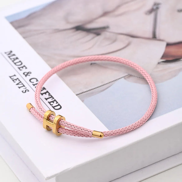 Casual Modern Style Simple Style Letter Colorful Solid Color 18K Gold Plated Stainless Steel Wholesale Wristband