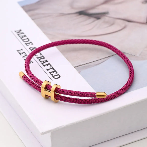 Casual Modern Style Simple Style Letter Colorful Solid Color 18K Gold Plated Stainless Steel Wholesale Wristband