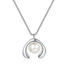 Casual Pearl Sterling Silver Plating Inlay Shell White Gold Plated Pendant Necklace