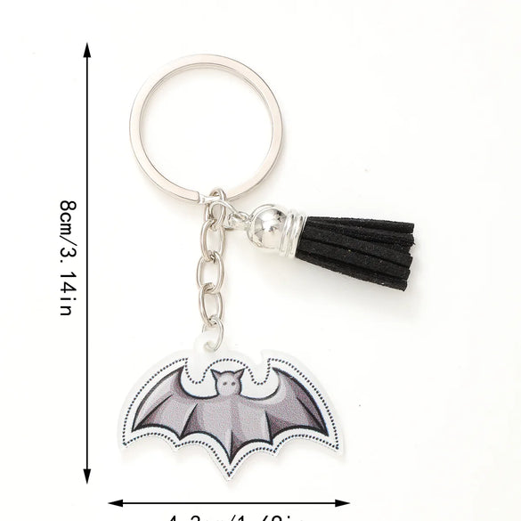 Casual Preppy Style Commute Pumpkin Witches Knot Bat Arylic Tassel Halloween Bag Pendant Keychain