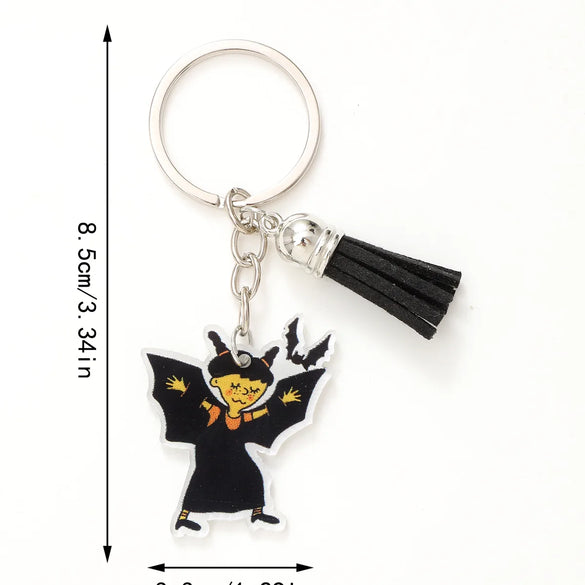 Casual Preppy Style Commute Pumpkin Witches Knot Bat Arylic Tassel Halloween Bag Pendant Keychain