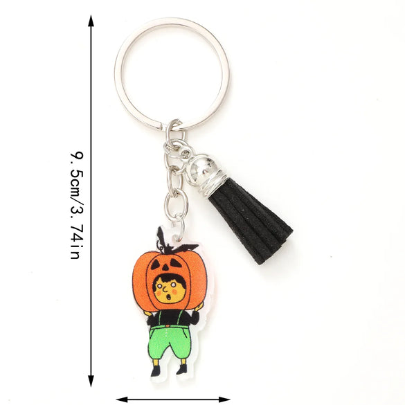 Casual Preppy Style Commute Pumpkin Witches Knot Bat Arylic Tassel Halloween Bag Pendant Keychain