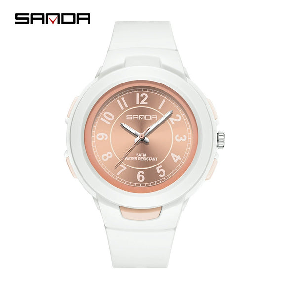 Casual Quartz Watch For Men And Women Abs Case Tpu Strap Stainless Steel Buckle Acrylic Mirror Round Dial Spiral Crown Pin Buckle