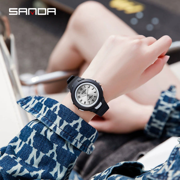 Casual Quartz Watch For Men And Women Abs Case Tpu Strap Stainless Steel Buckle Acrylic Mirror Round Dial Spiral Crown Pin Buckle