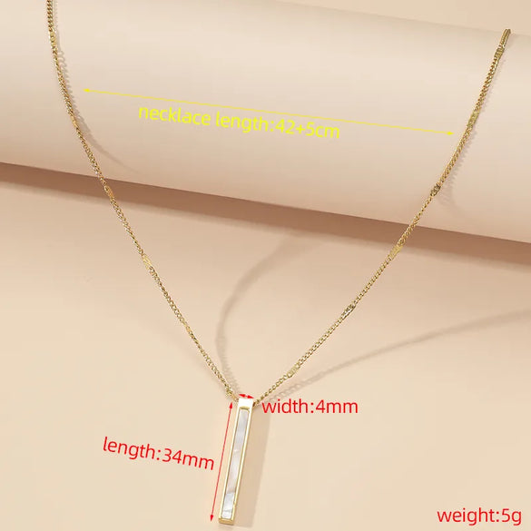 Wholesale Jewelry Casual Rectangle Titanium Steel Resin 18K Gold Plated Polishing Plating Pendant Necklace