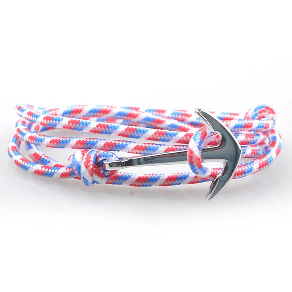 Casual Retro Simple Style Anchor Alloy Rope Layered Unisex Bracelets