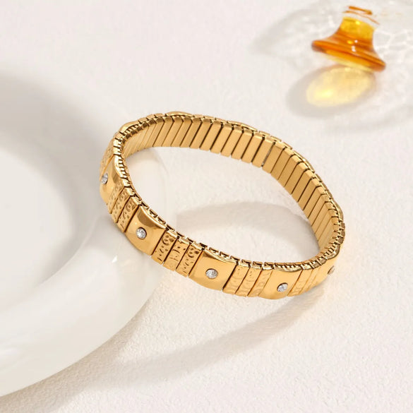 Casual Retro Star Heart Shape 304 Stainless Steel Zircon Wristband In Bulk