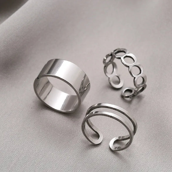 Casual Round Stainless Steel Plating Unisex Open Ring