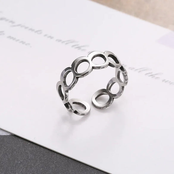 Casual Round Stainless Steel Plating Unisex Open Ring
