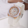 Casual Silicone Alloy Women's Round Watch With Pin Buckle And Ordinary Mirror