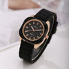 Casual Silicone Alloy Women's Round Watch With Pin Buckle And Ordinary Mirror