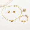 Stainless Steel 18K Gold Plated Casual Simple Style Commute Plating Inlay Butterfly Artificial Pearls Jewelry Set