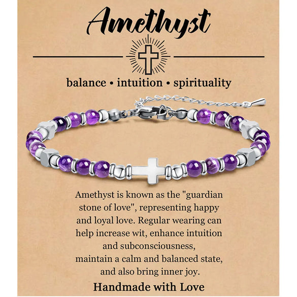 Casual Simple Style Cross 304 Stainless Steel Natural Stone Wholesale Bracelets