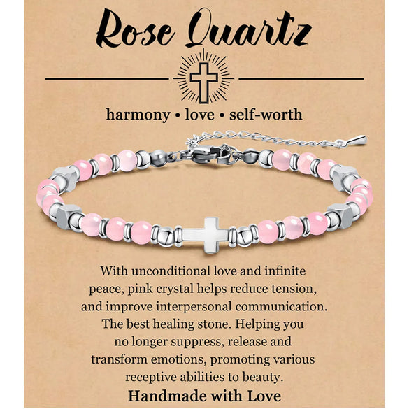 Casual Simple Style Cross 304 Stainless Steel Natural Stone Wholesale Bracelets