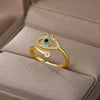 Casual Simple Style Devil'S Eye Copper Gold Plated Zircon Open Ring In Bulk