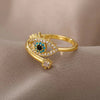 Casual Simple Style Devil'S Eye Copper Gold Plated Zircon Open Ring In Bulk