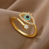 Casual Simple Style Devil'S Eye Copper Gold Plated Zircon Open Ring In Bulk