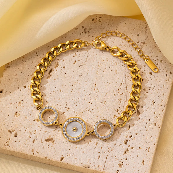 Casual Simple Style Eye Flower Butterfly Titanium Steel Zircon Bracelets In Bulk