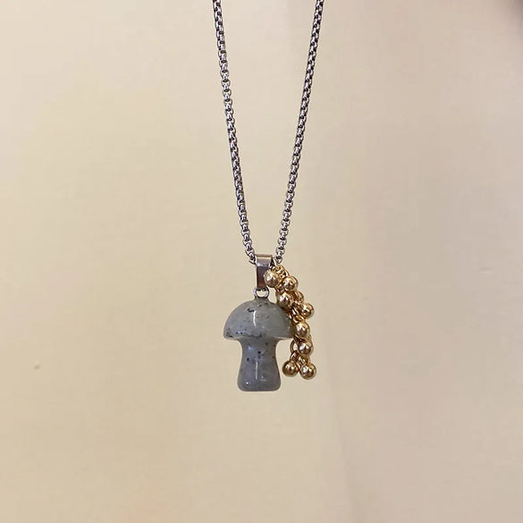 Casual Simple Style Grape Mushroom Natural Stone Titanium Steel Wholesale Pendant Necklace