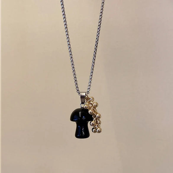 Casual Simple Style Grape Mushroom Natural Stone Titanium Steel Wholesale Pendant Necklace