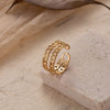 Casual Simple Style Heart Shape Solid Color Stainless Steel Plating Hollow Out 18k Gold Plated Open Ring