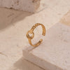 Casual Simple Style Heart Shape Solid Color Stainless Steel Plating Hollow Out 18k Gold Plated Open Ring