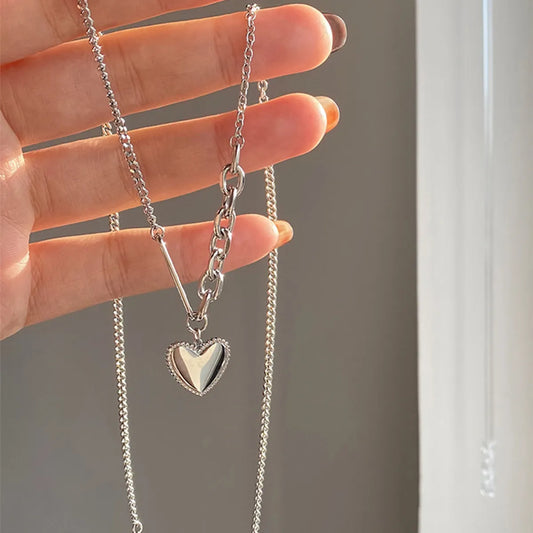 Casual Simple Style Heart Shape Stainless Steel Plating 18k Gold Plated Pendant Necklace