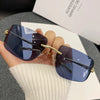 Casual Simple Style Jaguar Pc Special-Shaped Mirror Frameless Women'S Sunglasses